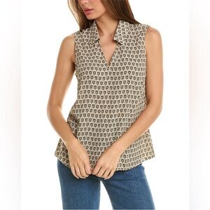 Cabi Geometric Sleeveless Blouse Casual Boho Lightweight V Neck Flowy Top